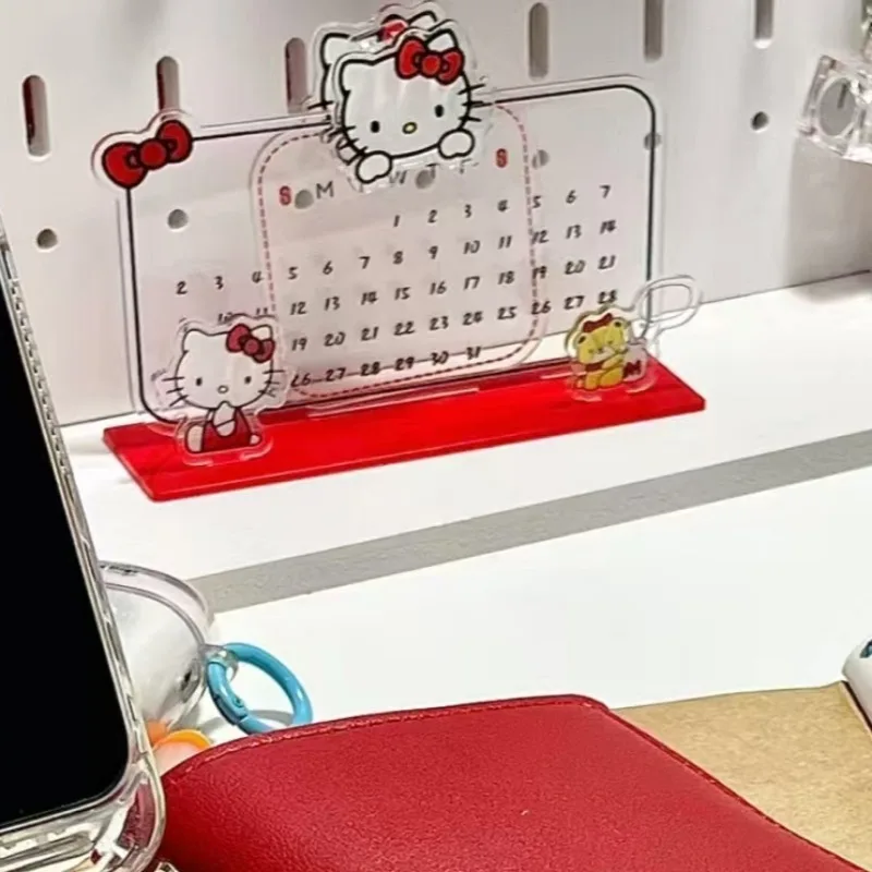 Sanrio Hello Kitty kalendarz śliczna ozdoba akrylowa Kitty recykling kalendarz wielokrotnego użytku Ins tablica do notatek pulpit niezbędny prezent