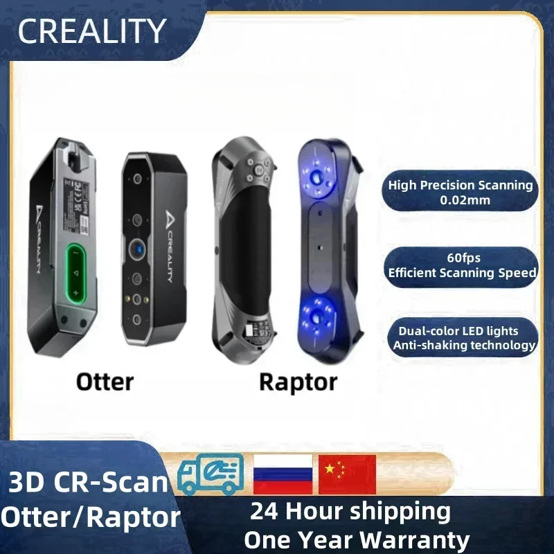 

Creality CR-Scan Otter/Raptor Scanning Speed Portable Handheld 3D Scanner 0.02mm Metrology 60fps Accuracy Blue &NIR Laser