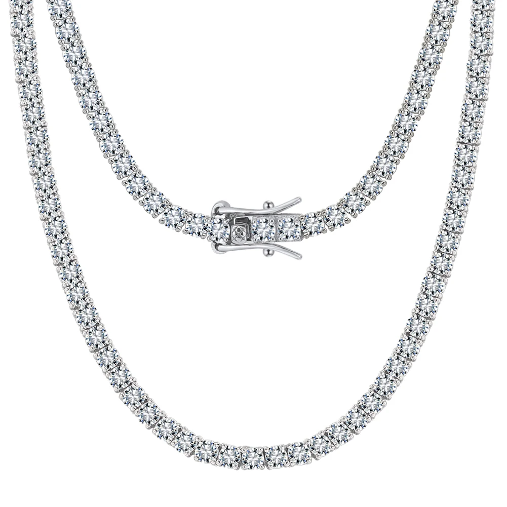 

S925 Sterling Silver 4mm Moissanite Necklace for Women Tennis Bracelet D Color VVS1 Christmas and Valentine' Gift