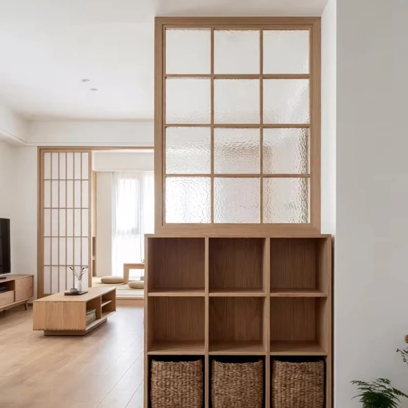yjq solid wood entry door storage partition entrance, blocking living room decoration, integrated cabinet