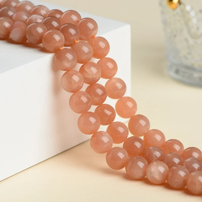 High Quality Orange Sunstone Beads,4 6 8 10mm Natural Stone Round Loose Beads For Jewelry Making DIY Bracelet Accessories