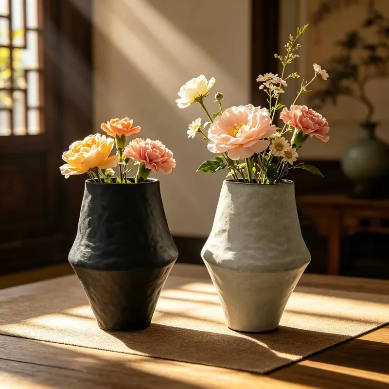 Jingdezhen Wabi Sabi Retro Ceramic Vase New Chinese Style Flower Pot for Living Room Tea Room B&B Hotel Antique Flower