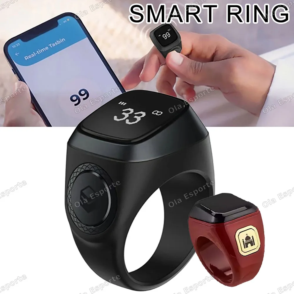 2026 Smart Zikr Ring Praise Tasbih Tally Electronic Digital Counter for Muslims Prayer Time Vibration Reminder Waterproof R12