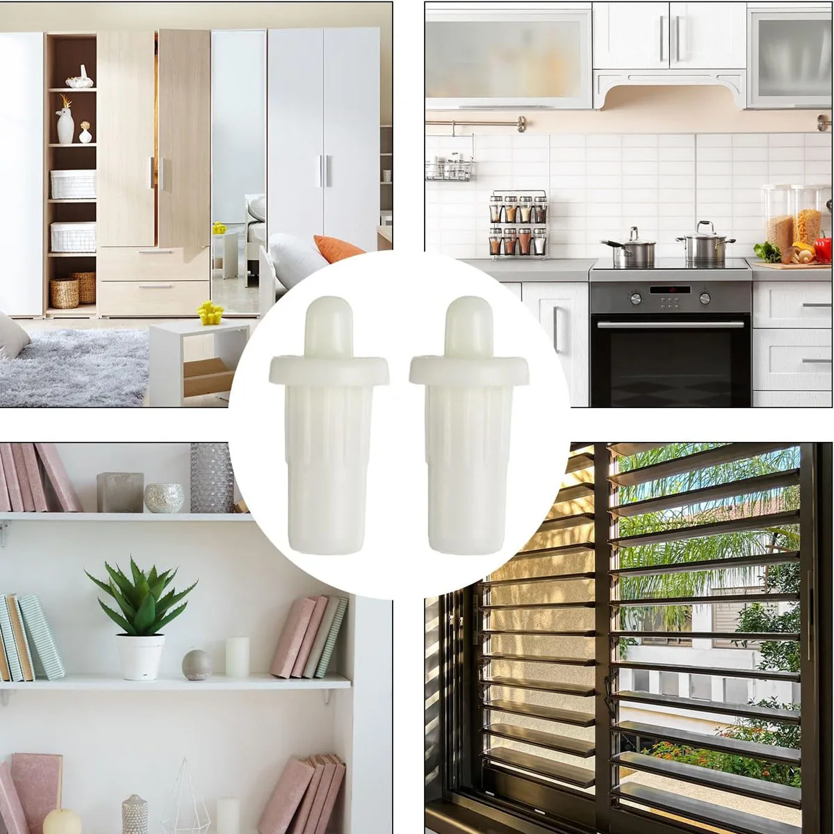 100pcs White Plastic Shutters Louver Repair Pin Maintenance Bolt Spring Loaded Replacement Pins For Shutter Door Shutter Window