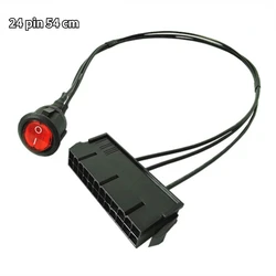 54cm Cable Copper Tin Wire 24-Pin Female ATX PSU PC Power Supply Starter Tester Start Up Jumper with ON/OFF Switch