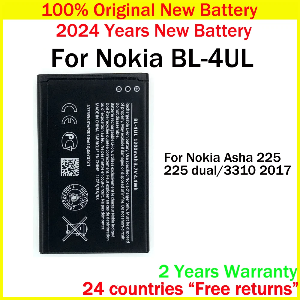 

New Original Battery BL-4UL 1200mAh For Nokia Asha 225 225 dual/3310 2017 RM-1011 1012 1126 1172 TA-1030 Batteries