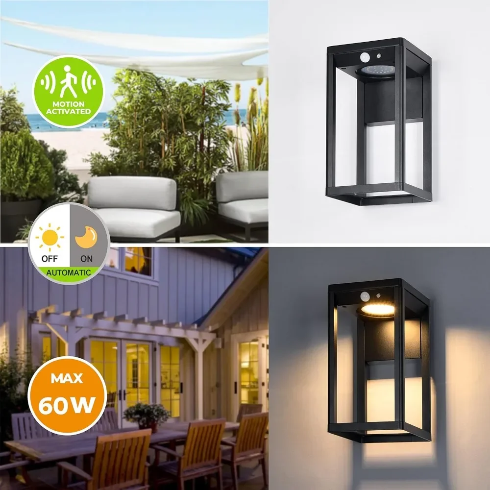 

Outdoor Wall Lamp 2 Packs, Motion Sensor Aluminum Waterproof Wall Lantern, Dusk To Dawn Cordless Wall Lamp