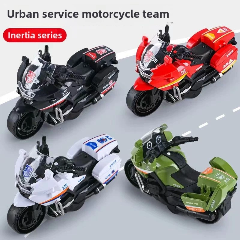 Children's toy car inertial motorcycle car boy pull back police car model