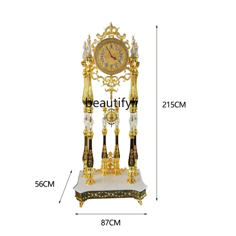 

LXLiving room floor clock European standing clock Golden crystal floor clock, living room, villa standing clock5203