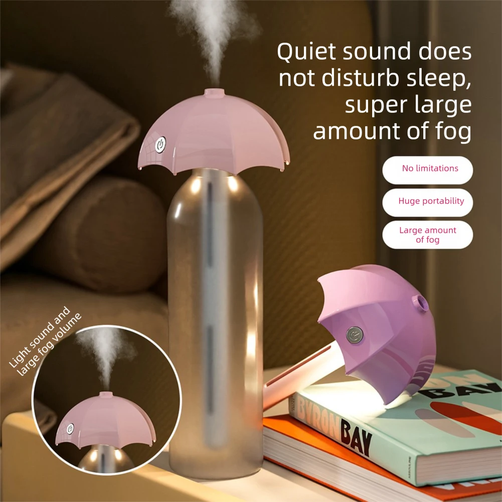 Mini Umbrellas Shape Airs Humidifier Desktop Water Bottle Cup Cool Mist Humidifier For Car Cup Holder Bedroom Nightstand Decor