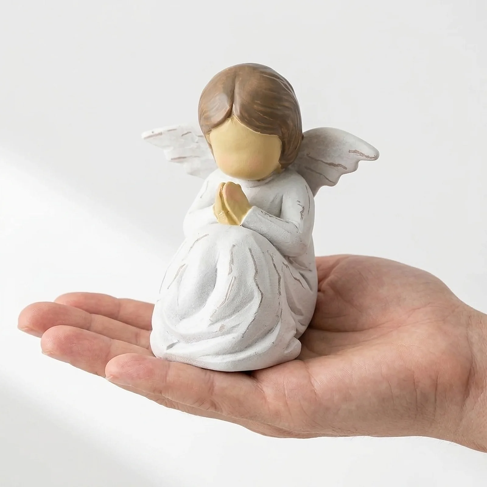 Zoyiancy Praying Angel Figurine, Painted Resin Guardian Angel Statue for Shelf, Baptism, Confirmation, Sympathy Gift