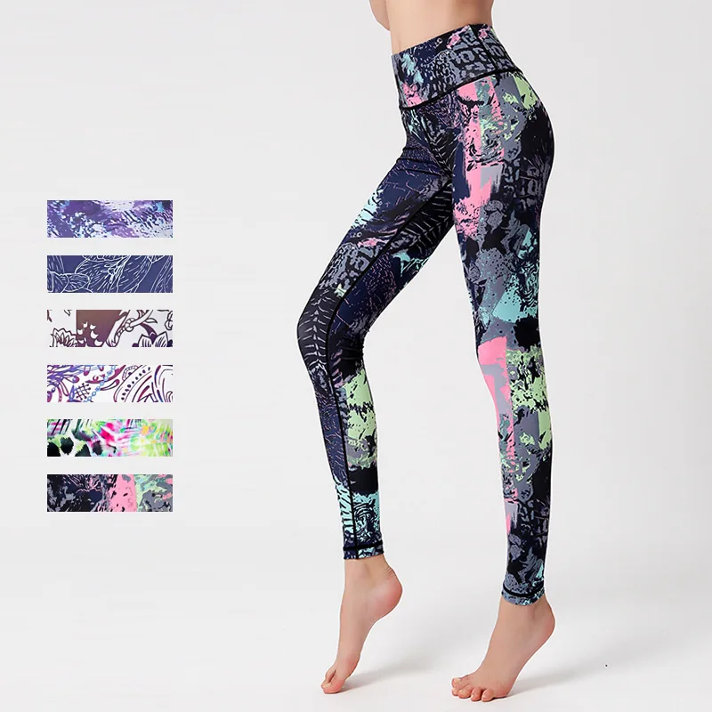 BB Yoga Pants Women Flower High Waist Sports Leggings Girl Tights Push Up Trainer Running Trousers Workout Tummy Control