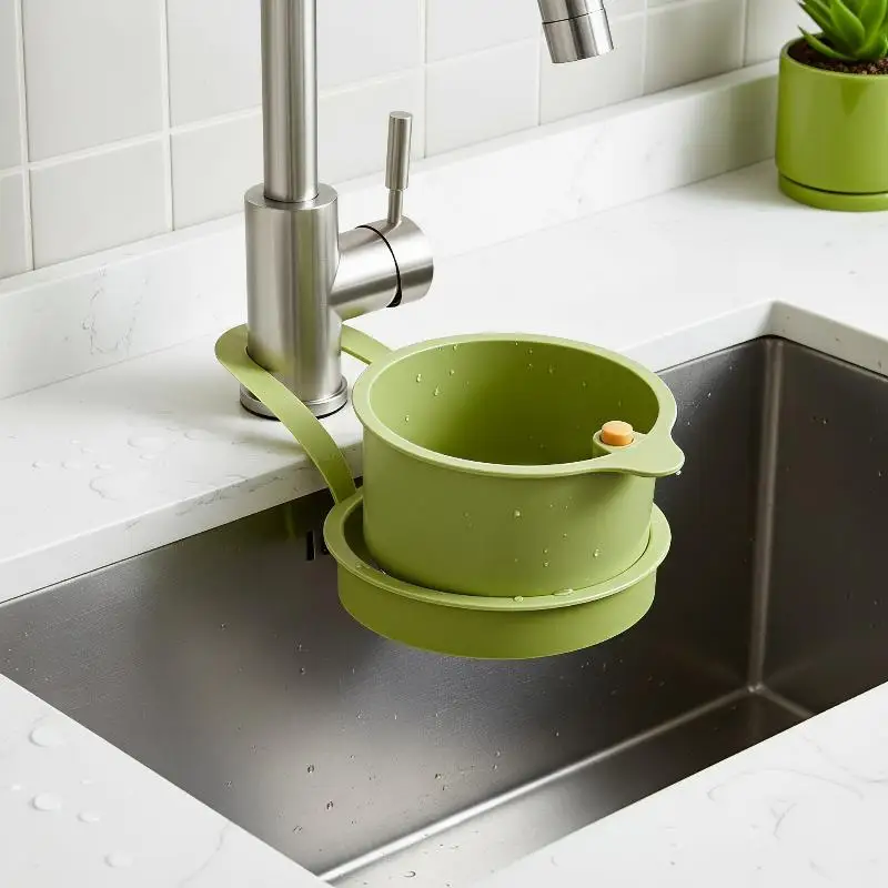 Kitchen Sink Hanging Draining Basket Detachable Food Filter Easy Residue Pour Out Multi-functional for Kitchen Organizer