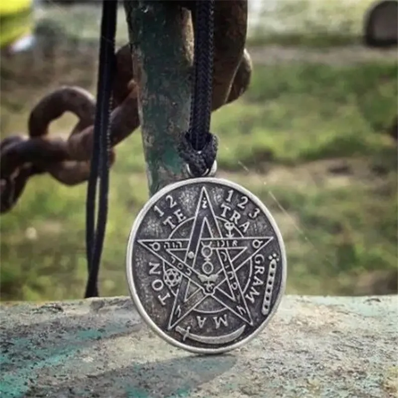 Vintage mysterious star pattern pendant necklace, Solomon lucky pentagram jewelry