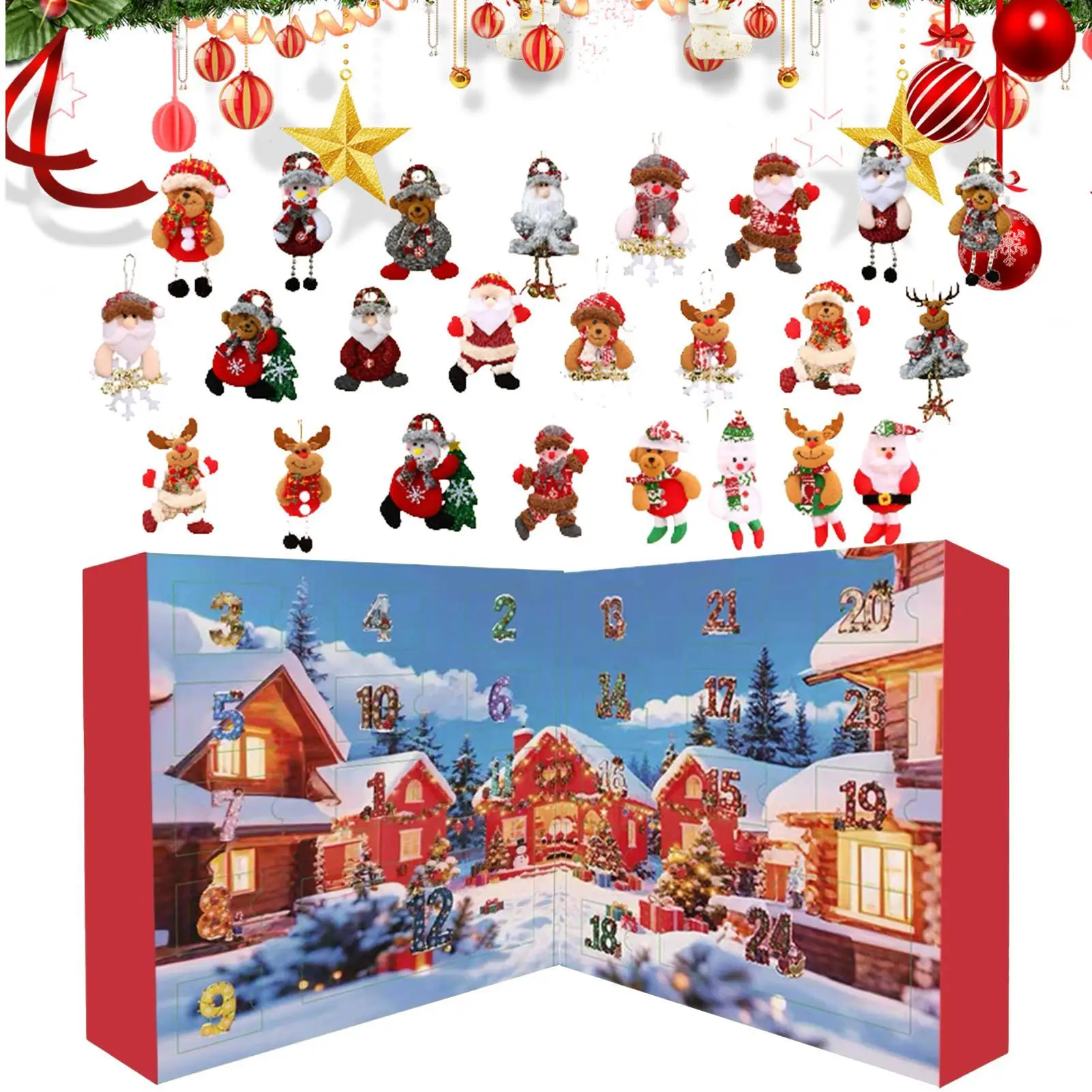 

2025 Christmas Countdown Calendar Plush Ornament Christmas Advent Calendar 24 Random Christmas Tree Plush Ornaments Party Decor
