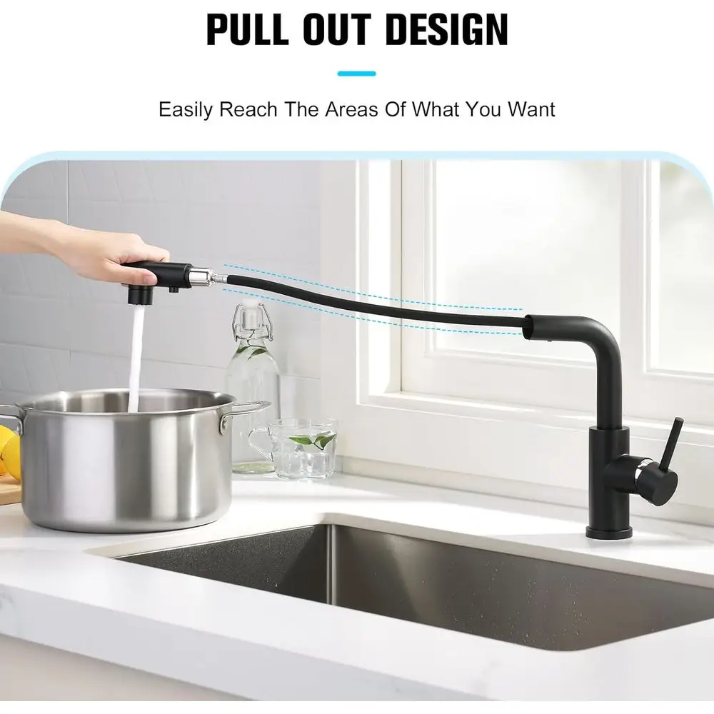 Torneira de cozinha com spray pull-down, misturador de pia de banheiro com alça única, mini torneira de preparação de barra, torneira utilitária de 3 ou 1 furo, mangueira externa f