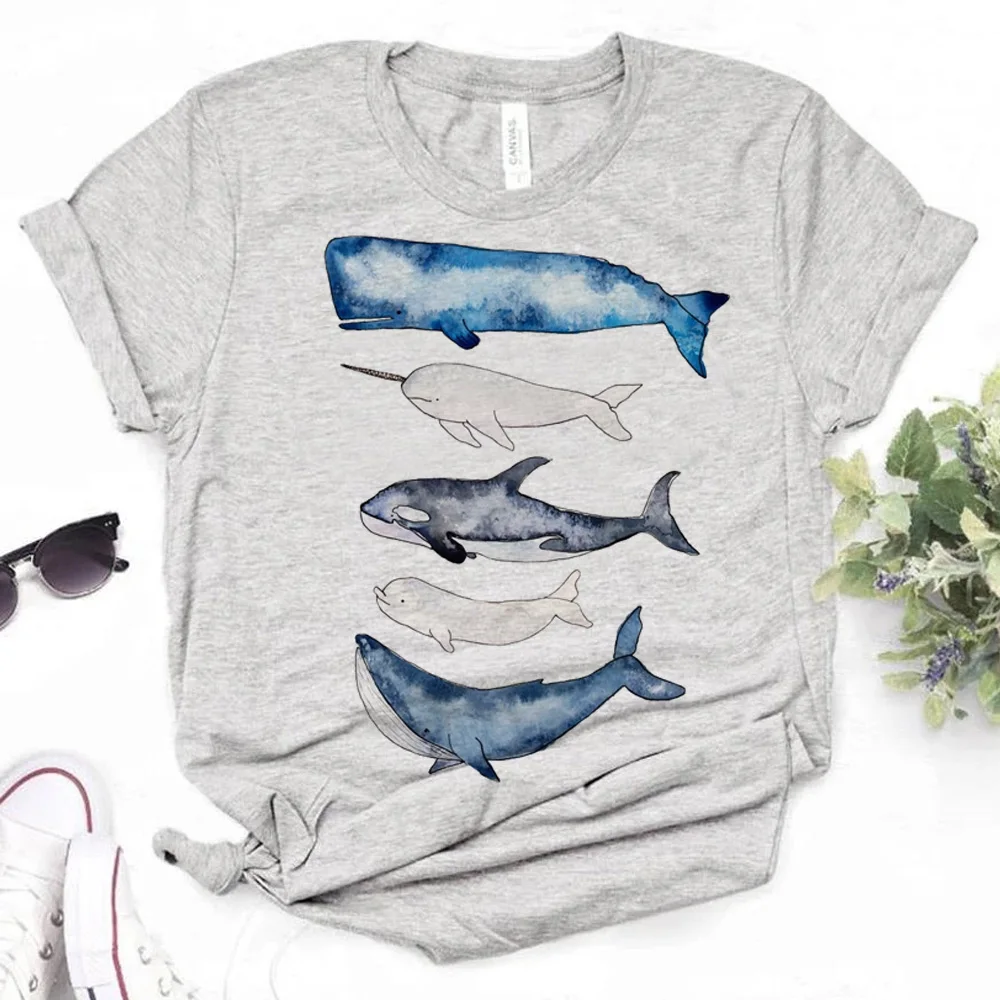 Whales t shirt women Y2K harajuku tshirt female graphic clothes