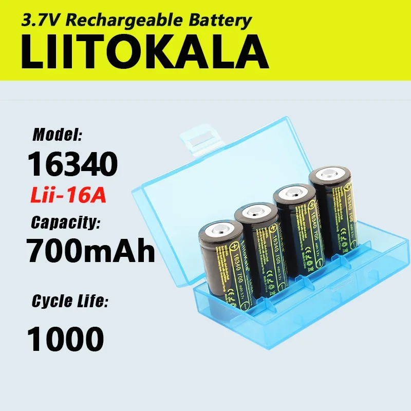 4-80pcsLiitoKala Lii-16A 3.7V 16340 700mAh CR123A بطاريات قابلة للشحن CR17345 CR123A شاحن بطارية لكاميرا Arlo اللاسلكية