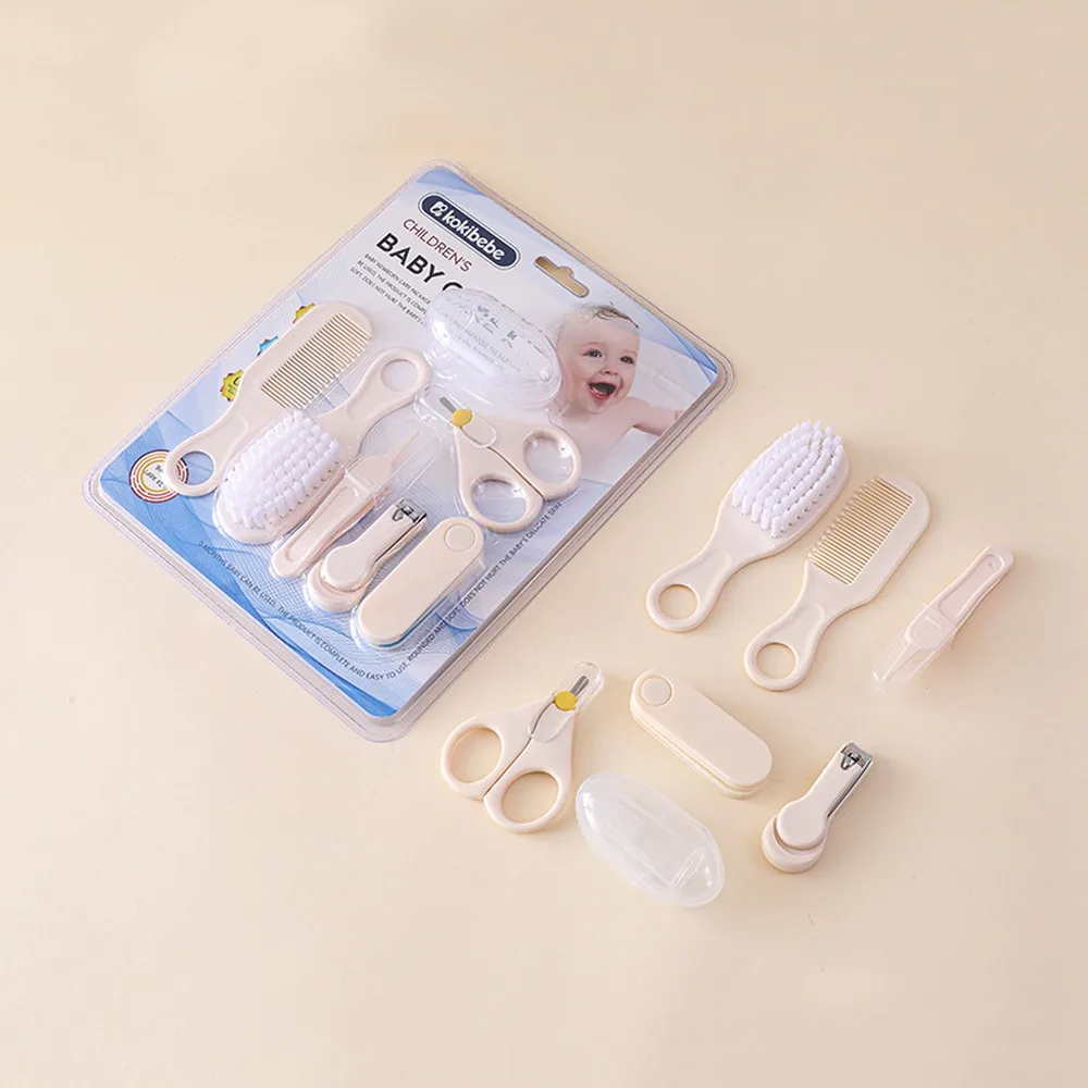 7PCS Baby Grooming Kit Newborn Care Set Safety Nail Clipper Comb Brush Scissors Infant Hygiene Kit Baby Shower Gift