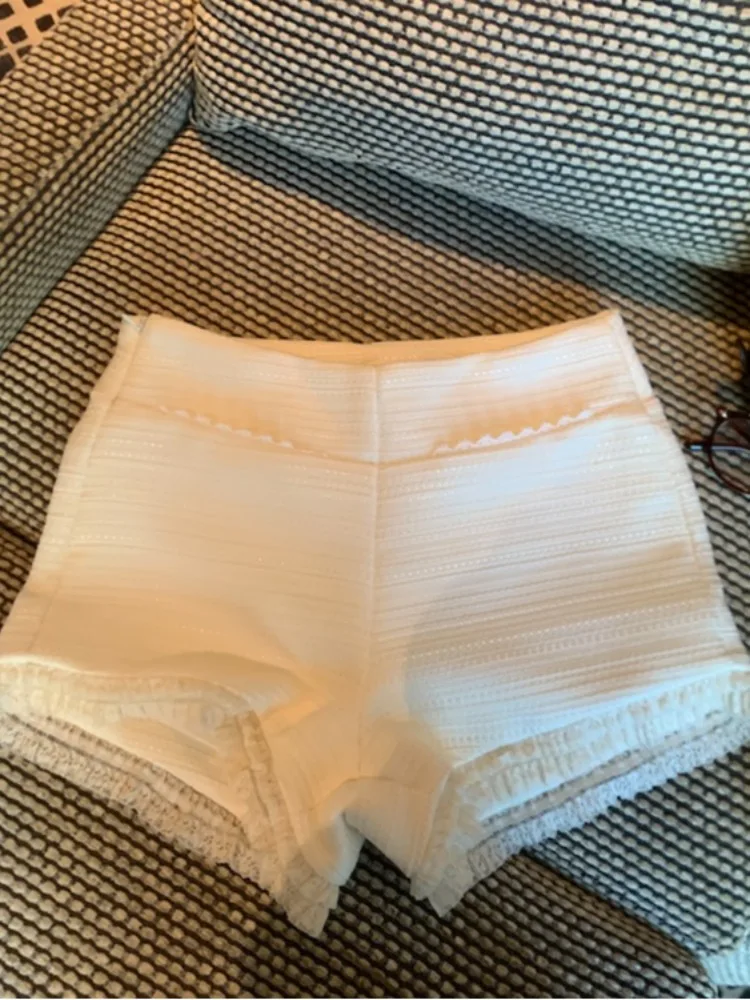 Sexy A-Line  Shorts Women's Boot Pants Knitted Cotton Breathable Zipper Closure City Walk Suitable Pure Color Flounce Design