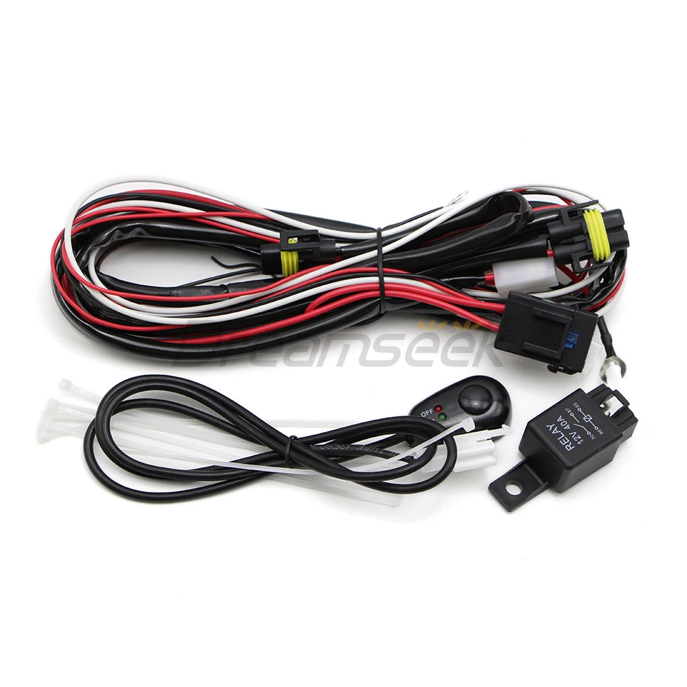 Universal Fog Light Wiring Relay Harness H8 H9 H11 LED Work Lights Lamp Wire Fuse ON/OFF Switch