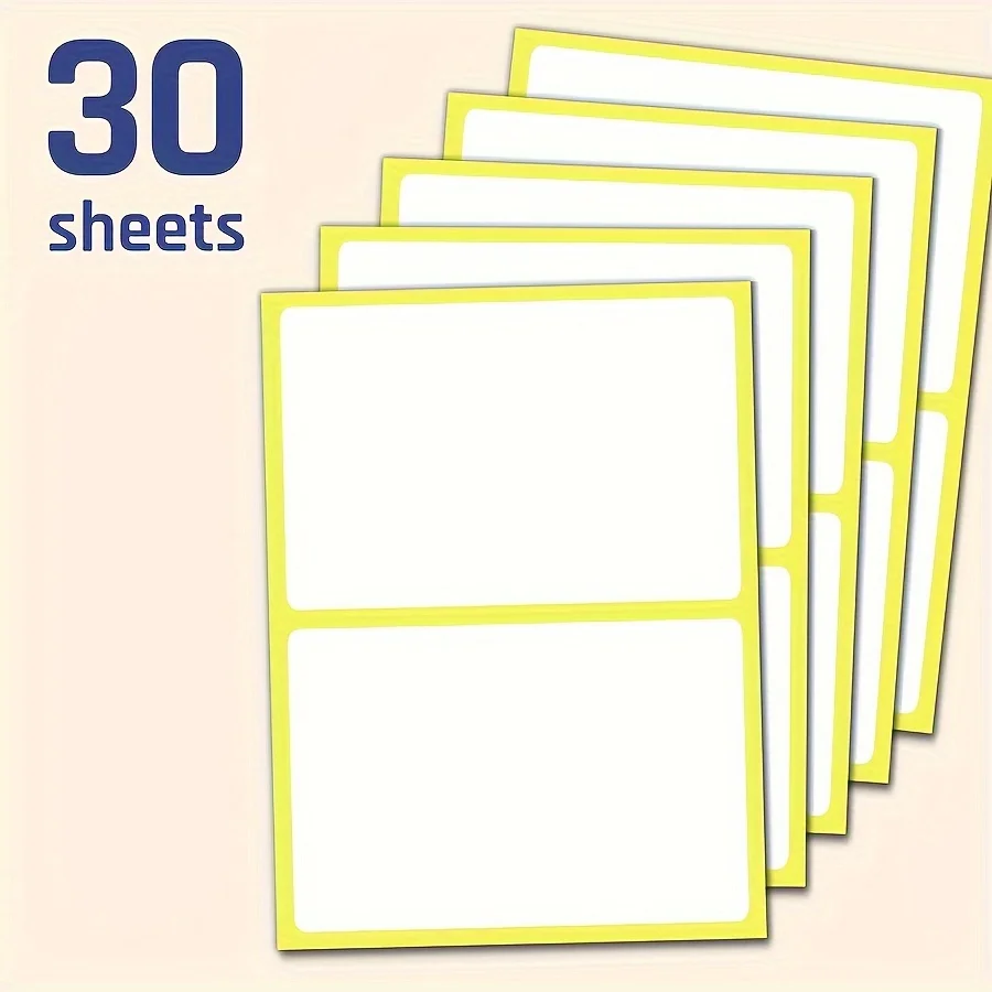 Etiquetas de papel autoadesivas, Pasta de preços, Etiquetas brancas foscas, 3,07 × 4,65 pol, 30 folhas