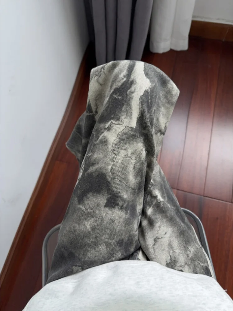 

Camouflage Men's Jeans Spring Autumn American Retro Dyed High Street Straight Loose Wide Leg Long Pants Youth Wear