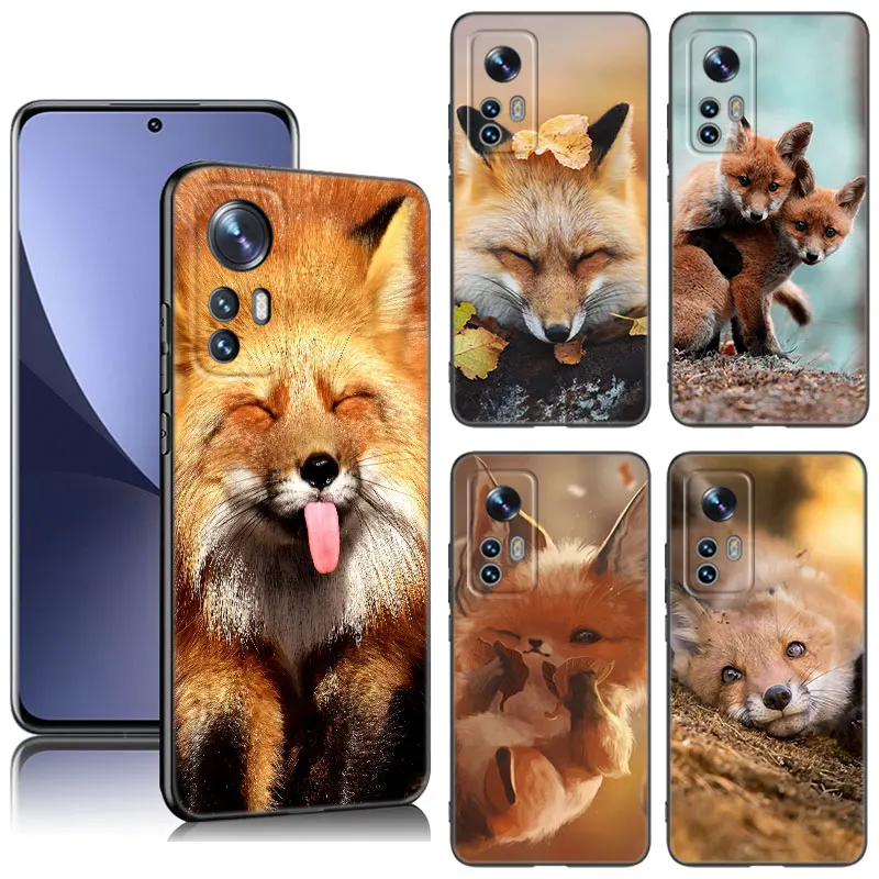 Lovely Animal Fox Black Silicone Phone Case For Xiaomi Mi 9 SE 8 10 10T 11 12 13 Lite 9T 11T 12S 12T 13T 14 Pro 5G NE 11i 12X