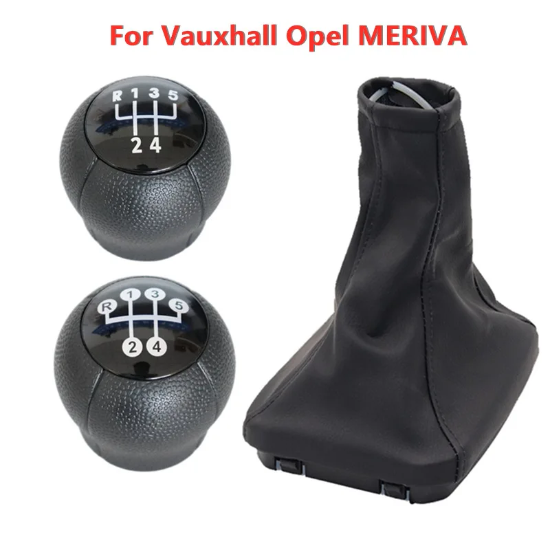 Carro engrenagem Shift Knob com couro Boot Cover, Lever Stick, Gaitor Acessórios, Vauxhall Opel Meriva A 2003-2005 2007-2010