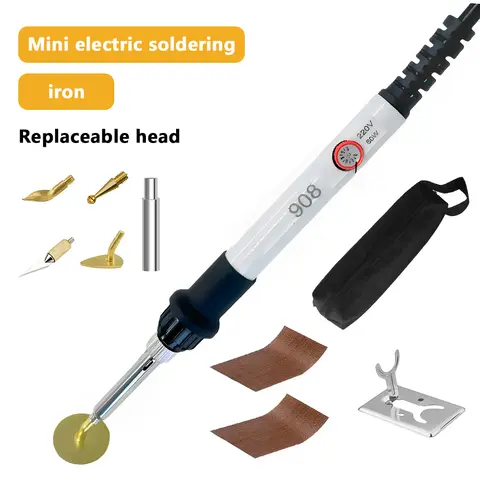 New Adjustable Temperature Mini Iron with 4 Replaceable Tips Flat Iron for Household Leather Clothing Wrinkle Removal