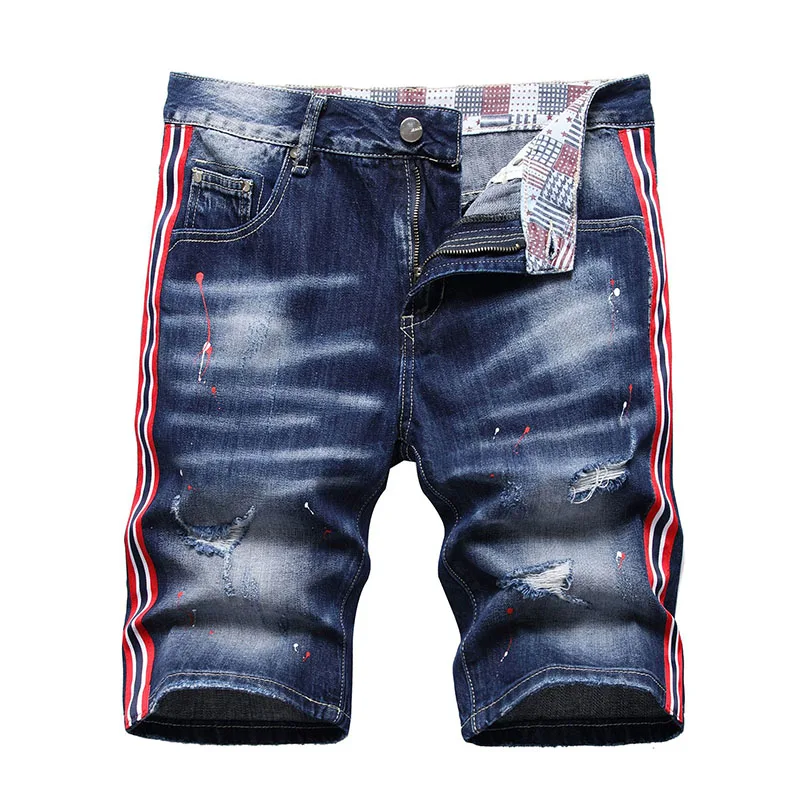 2023 New Fashion Mens Ripped Short Jeans Brand Clothing Bermuda Summer  Cotton Shorts Breathable Denim Shorts Male Size 28-42