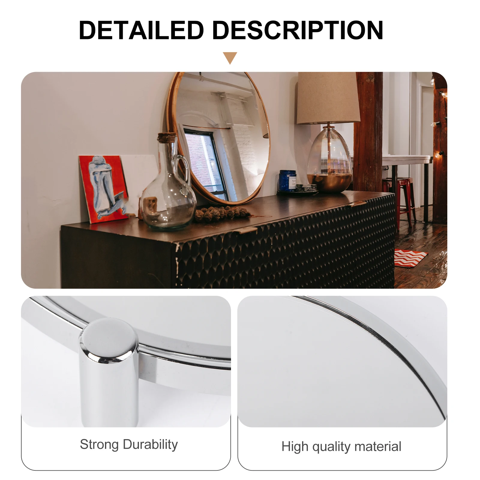 

7 Inch Double Sided Mirror with 3X Magnification Rotating 360 Degree Swivel Base Strong Durability Anti Slip Table Top