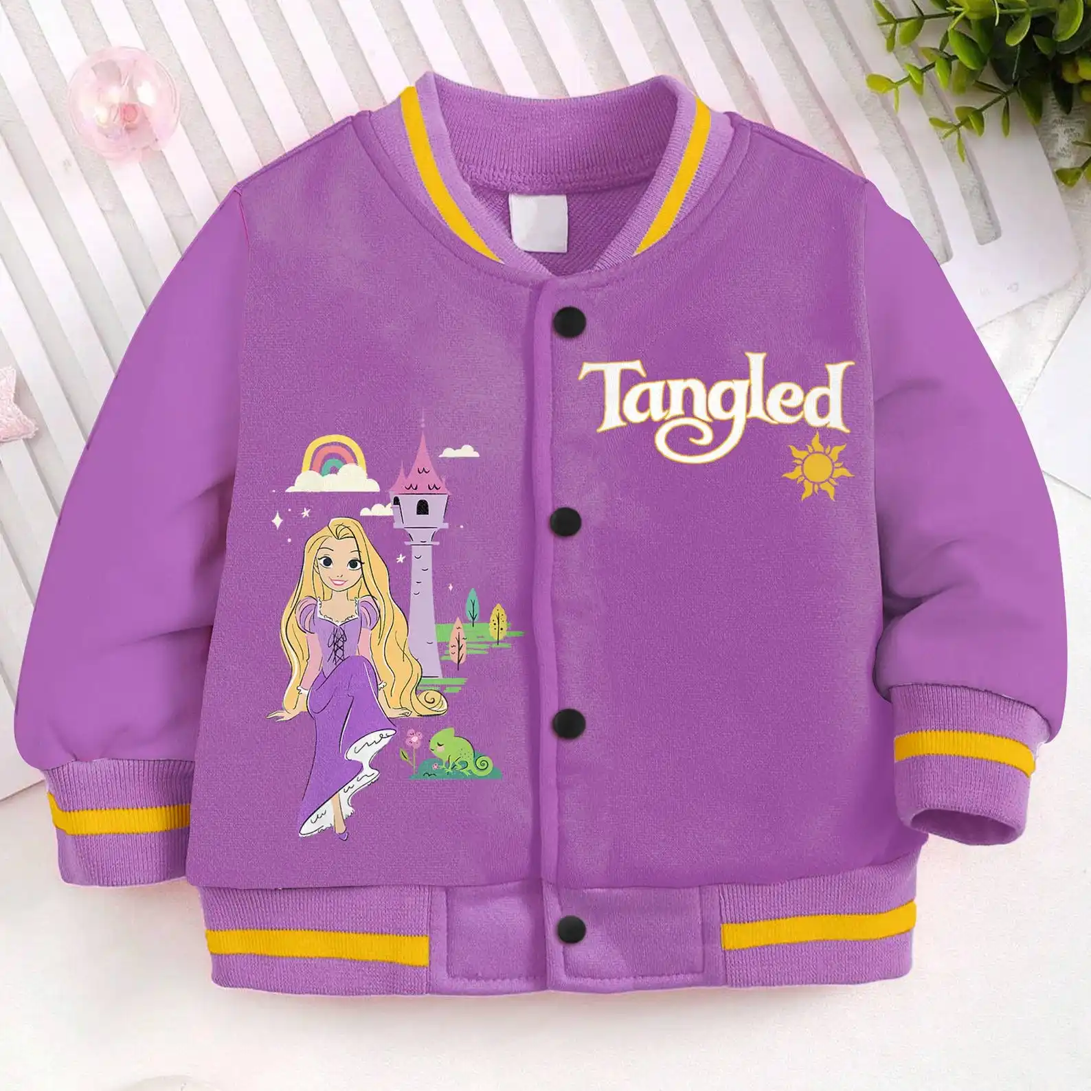 

Summer New Rapunzel Kids Baseball Jacket 3D Print Disney Casual Baseball Jacket Oversize Street Men's And Women's Jacket