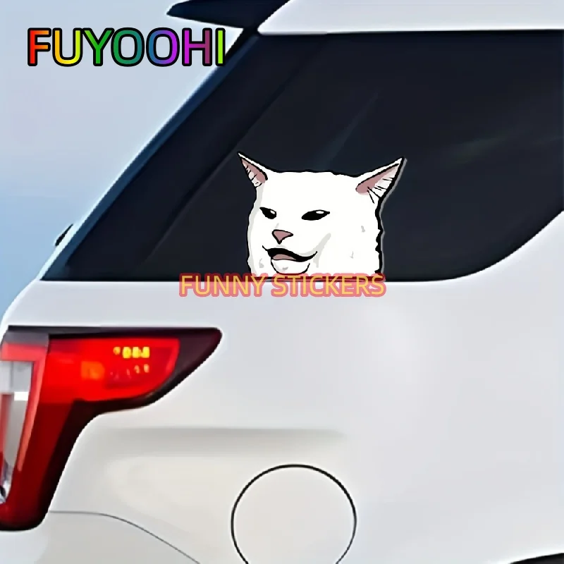 FUYOOHI Cute Cat Meme Vinyl Decal - Fun and Adorable Car, Laptop, or Window Decoration