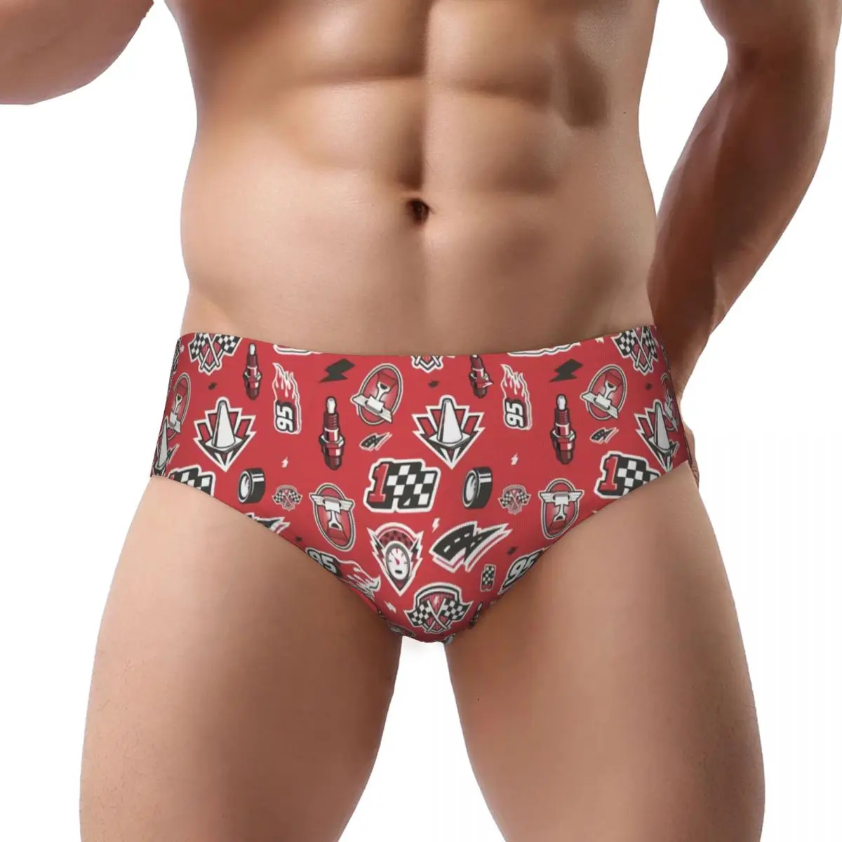 Custom Men Lightning McQueen Panties Underwear Male Soft Speed Racing Car Briefs Underpants