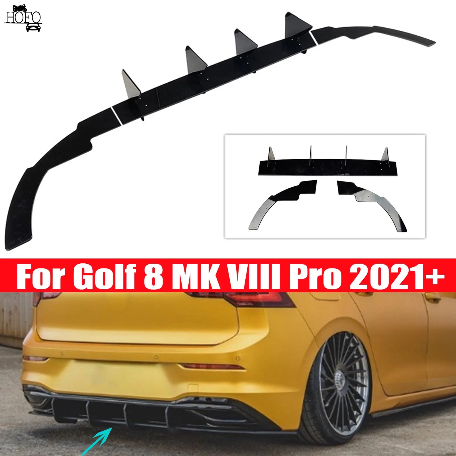 

Body Kits Car Rear Bumper Lip Diffuser Spoiler Splitter Rear Bumper Lower Guard For Golf 8 MK VIII Pro2022 2023 2021+