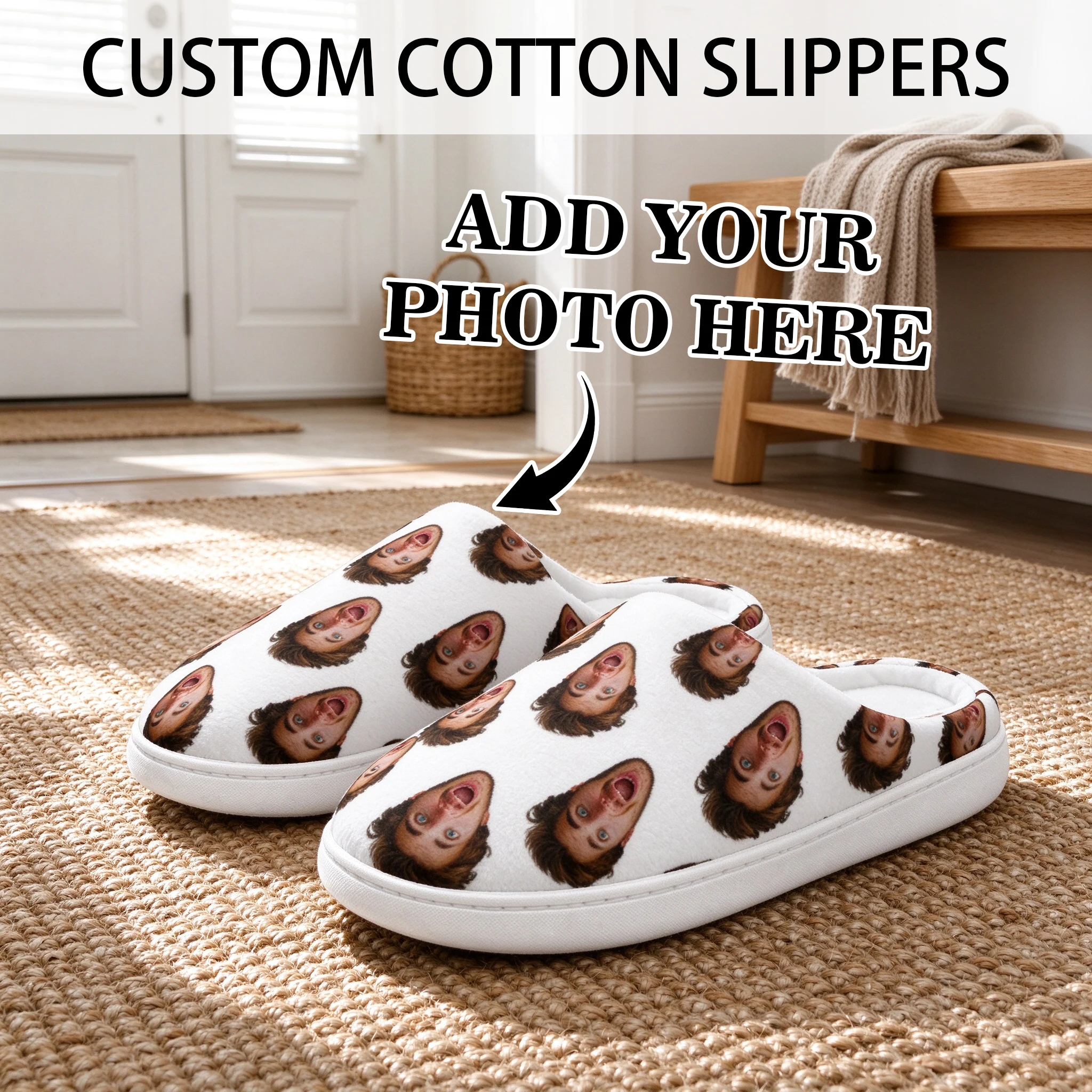 Customized Cotton Slippers humorous photos printed shoes unisex home slippers perfect gifts for couples birthdays and Christmas