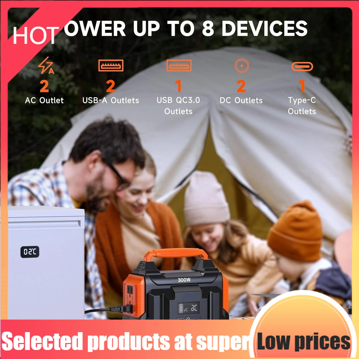 

Портативная электростанция ограниченной серии 300 Вт, 257 Вт·ч, литиевая батарея, компактный портативный генератор для дома, кемпинга, путешествий, экстренных ситуаций