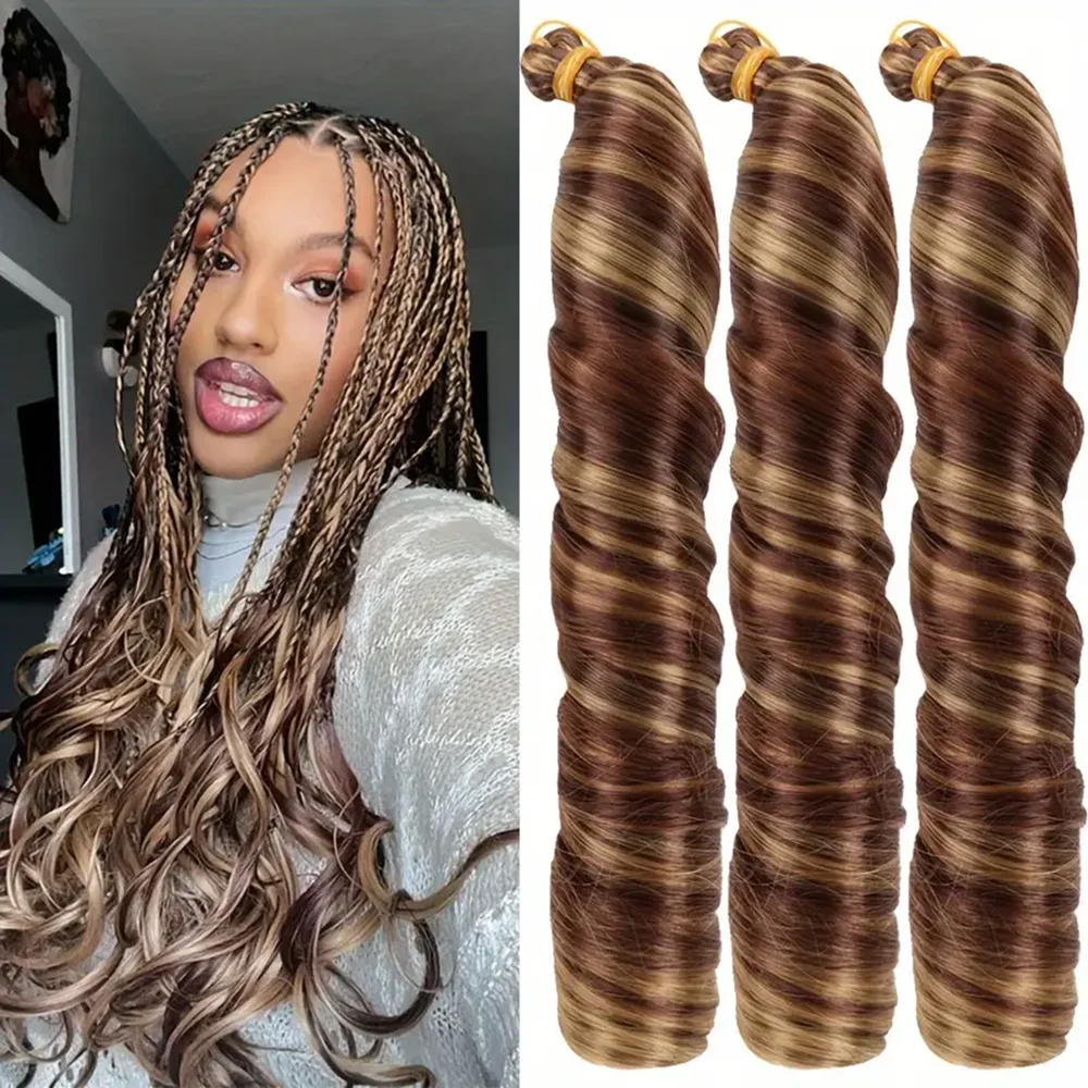 22 Inch Loose Wave Spiral Curl Synthetic Braids High Temperature Ombre Pre Stretched Hair Extensions French Curls For Women