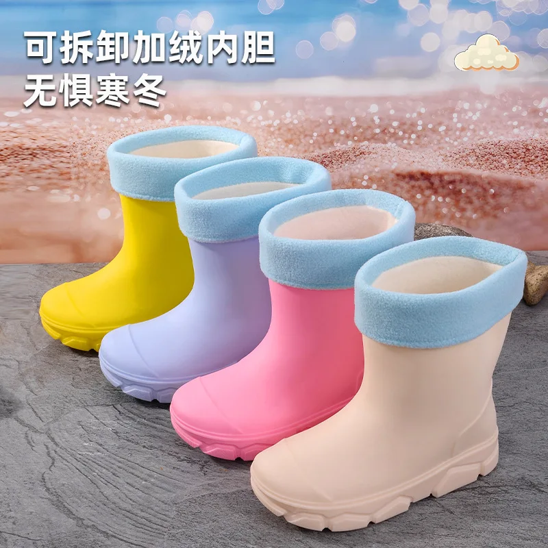 

2026 Four Seasons Kids Rain Shoes Comfort Anti Slip Girls' Ankle Boots Simple Versatile Boys' Waterproof Rain Boots Zapatos