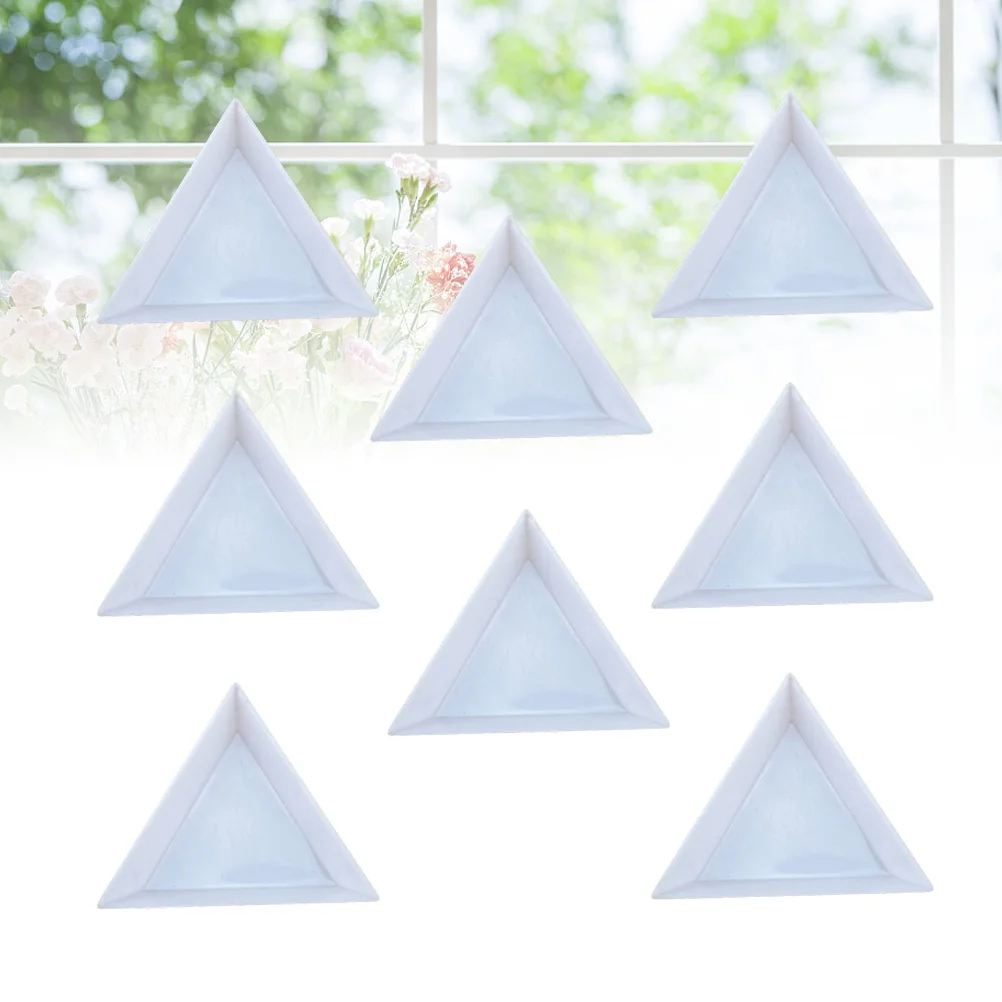 24Pcs Plastic Jewelry Plates Triangular Bead Sorting Trays Lightweight Easy Pour Angled Edges Rhinestones DIY White