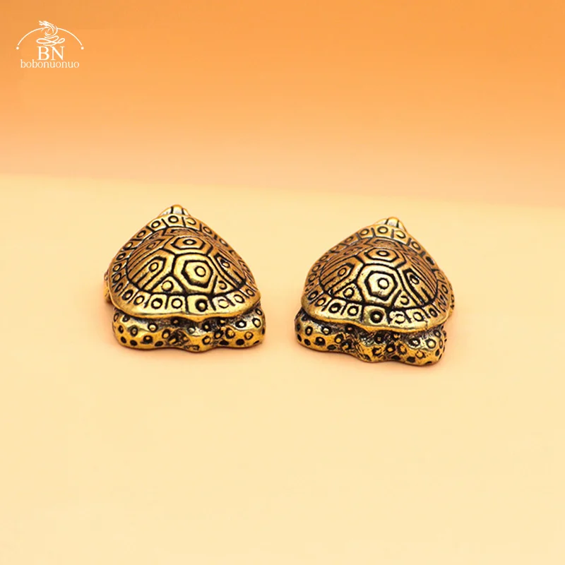 Solid Brass Ball Shape Tortoise Heavy Figurines Miniatures Vintage Metal Copper Animal Turtle Sculpture Tea Pet Table Ornaments