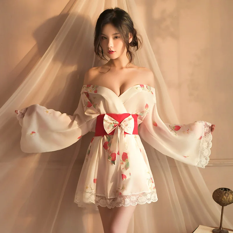 Sexy Japanese Kimono Dress Uniform for Women Erotic Lingerie Outfit Nightgowns Sleepwear Pajamas Sex Porn Roleplaying Costumes