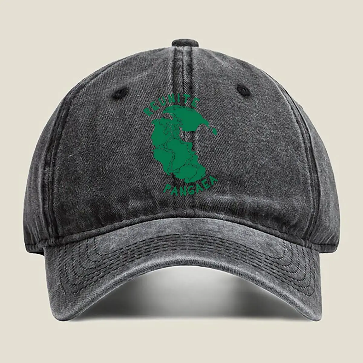 

Pangea — жирный, текст — мытая бейсболка с тематическим дизайном