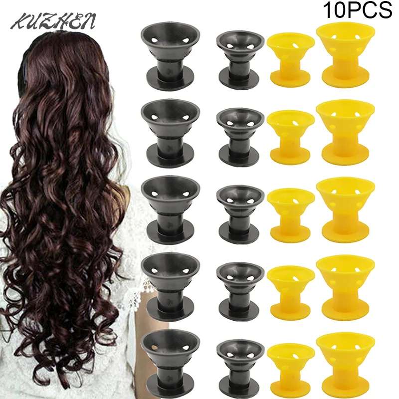 

10pcs Heatless Hair Curlers No Heat Hair Rollers Soft Silicone Curls Sleeping Lazy Curling Rods Wave Formers Hair Styling Tools