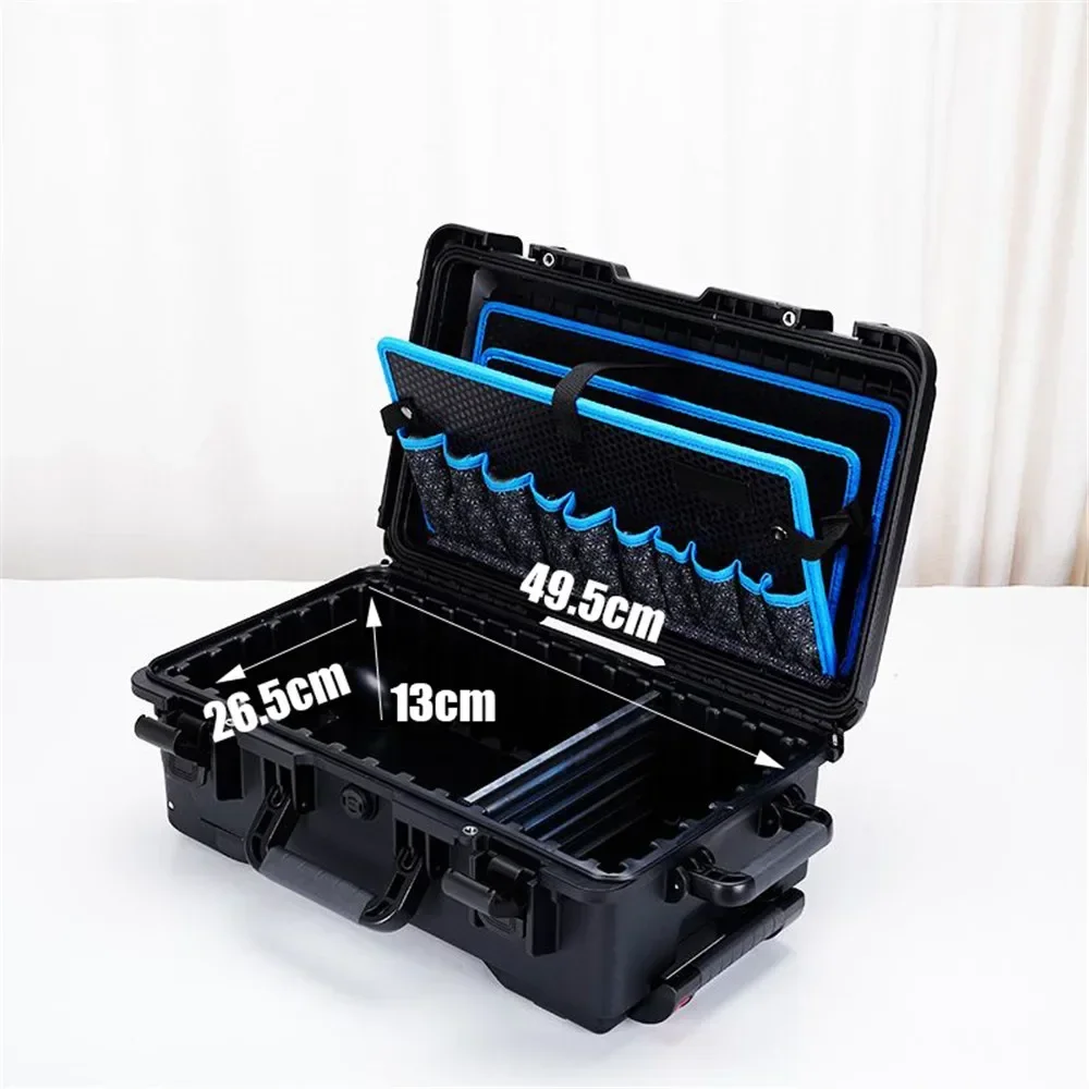 Precision Instrument Tool Box (with Wheels) Outdoor Trolley Case Waterproof Tool Box Aluminum Compartment Tool Storage Box