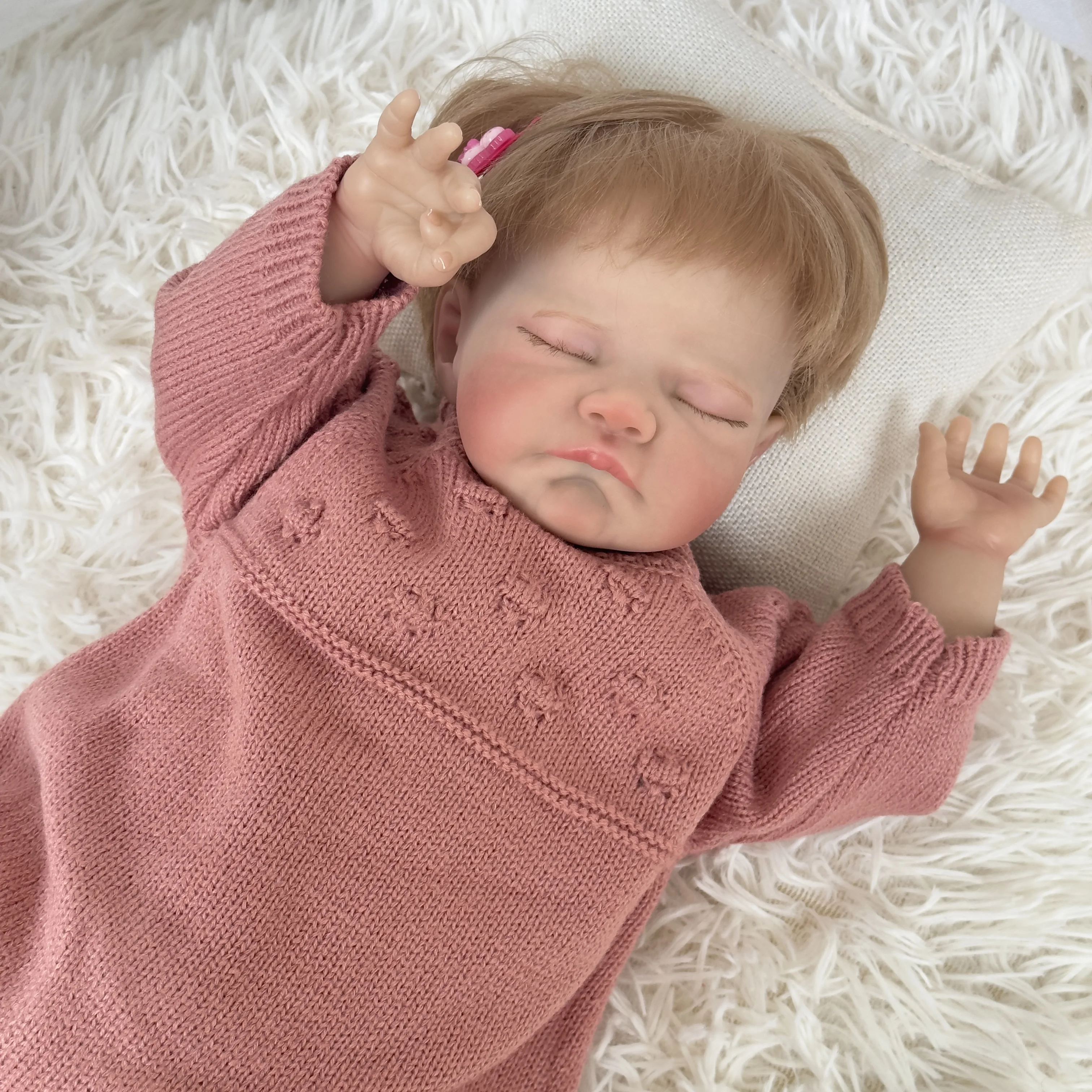 

NPK 19inch Reborn Soft Body Baby Doll Already Painted Finished August Sleeping Baby Doll 3D Painting with Visible Veins