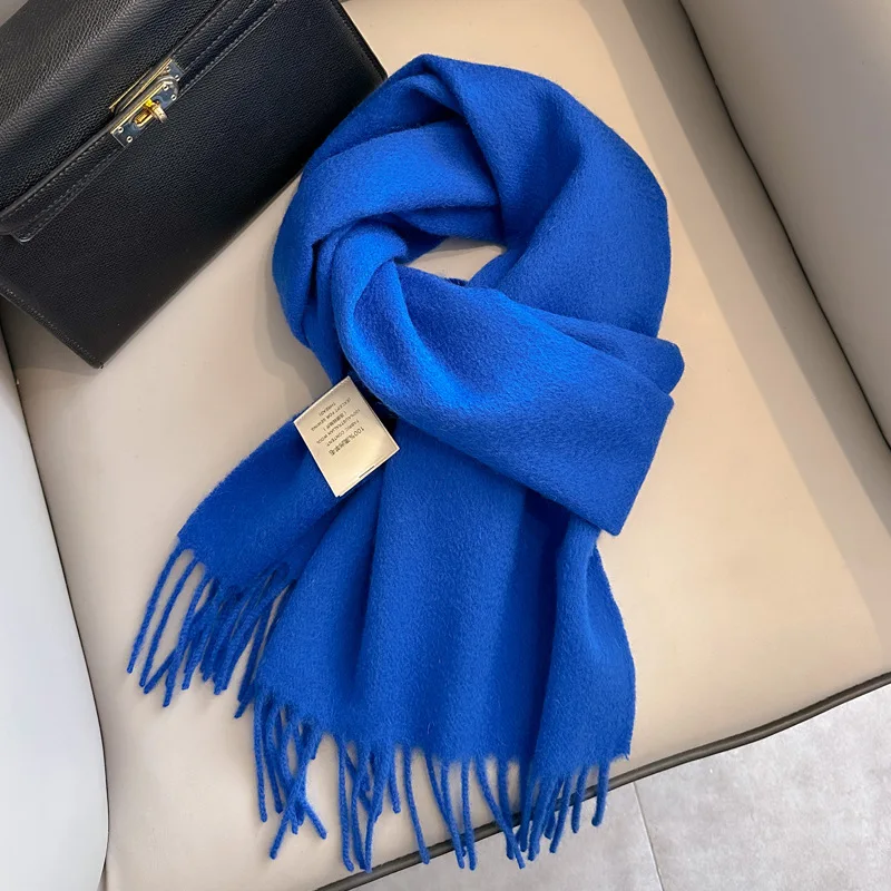 Winter New 28 Color 100% Wool Scarf Hot Selling Solid Color Scarf Men\'s and Women\'s Universal Warm and Cold proof Scarf