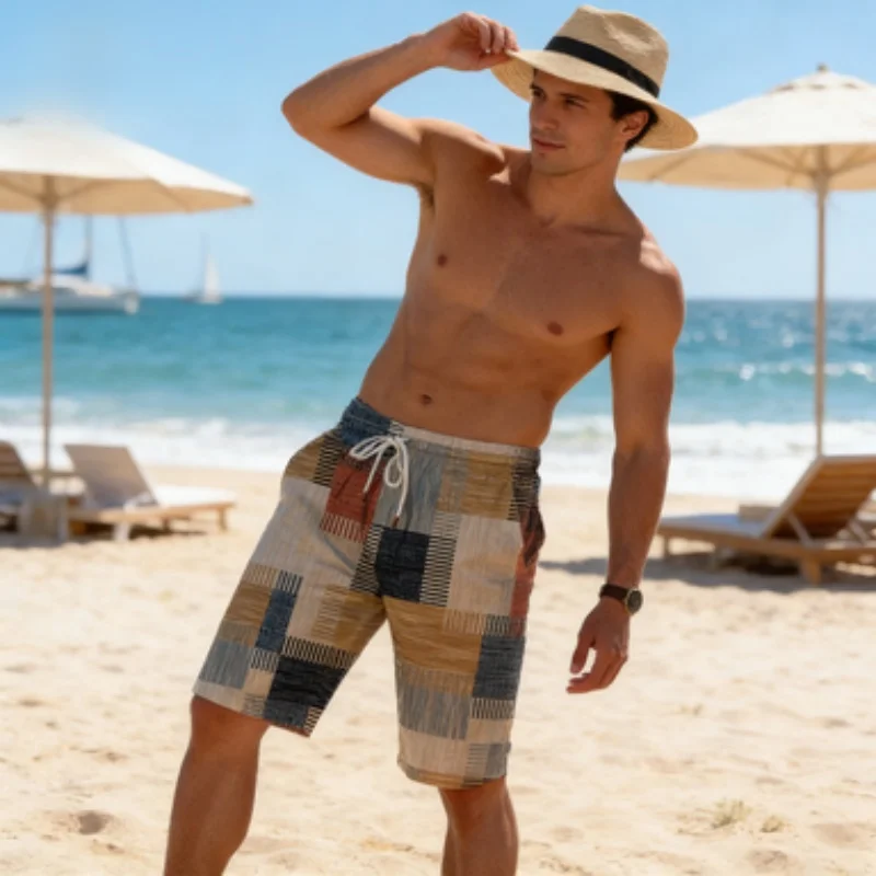 

Летние гавайские пляжные шорты 2026: повседневные, красочные, в клетку, с принтом, спортивные, быстросохнущие, для отпуска, гавайские плавательные шорты