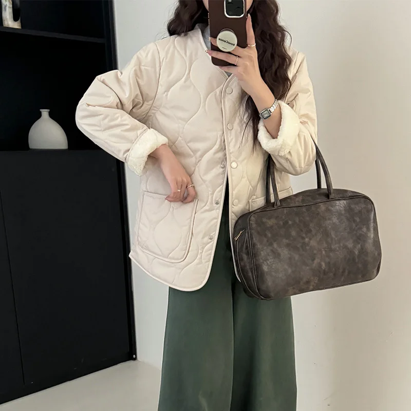 

Женские парки Cortos, осенние однобортные клетчатые парки с фланелевой подкладкой, классические, для колледжа, школы, в консервативном стиле, художественные, повседневные, нейтральные, 2025 г.